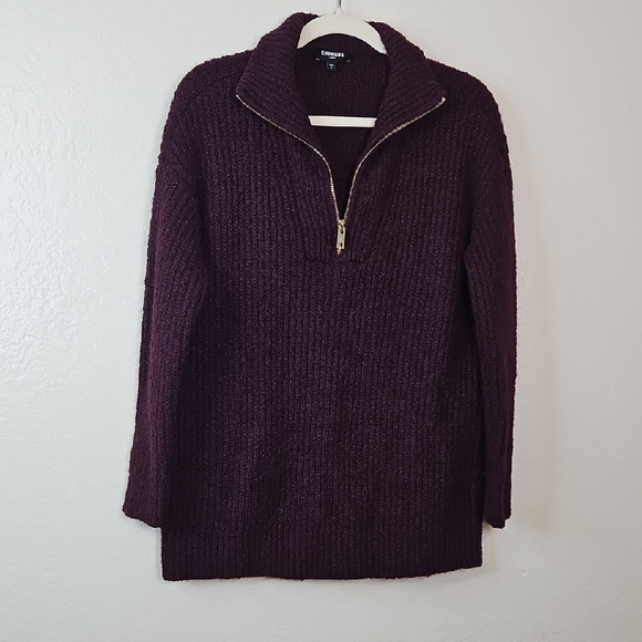 Cozy Women's Purple Sweater 💜 Express London Purple Half-Zip Sweater (XS) - Picture 1 of 8